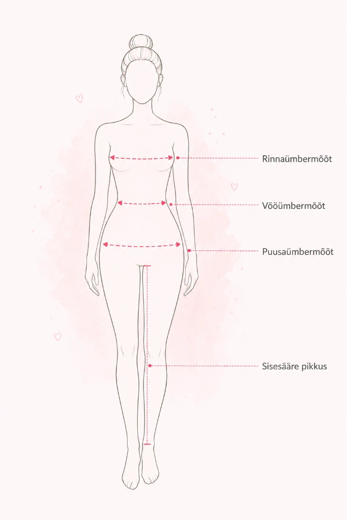 Keha mõõtmise skeem rõivasuuruse valimiseks